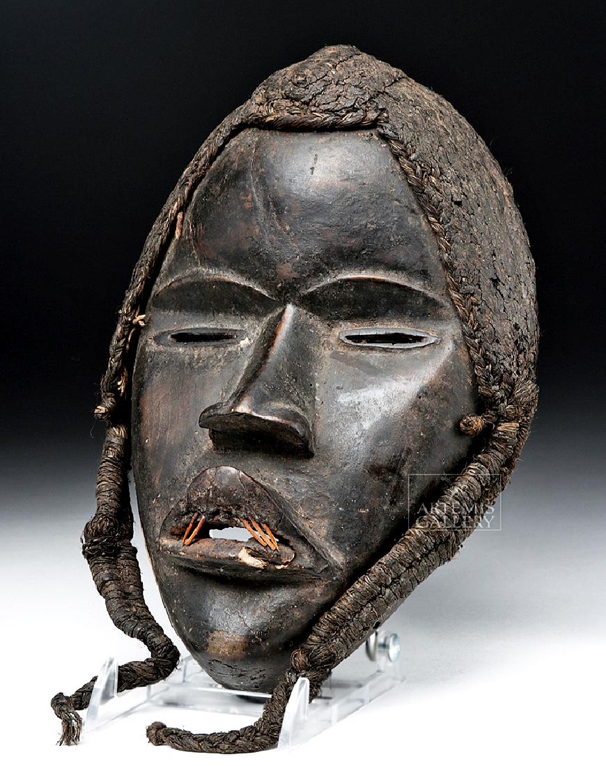 Early 20th C. African Dan Wooden Face Mask w/ Hair (1 of 4)