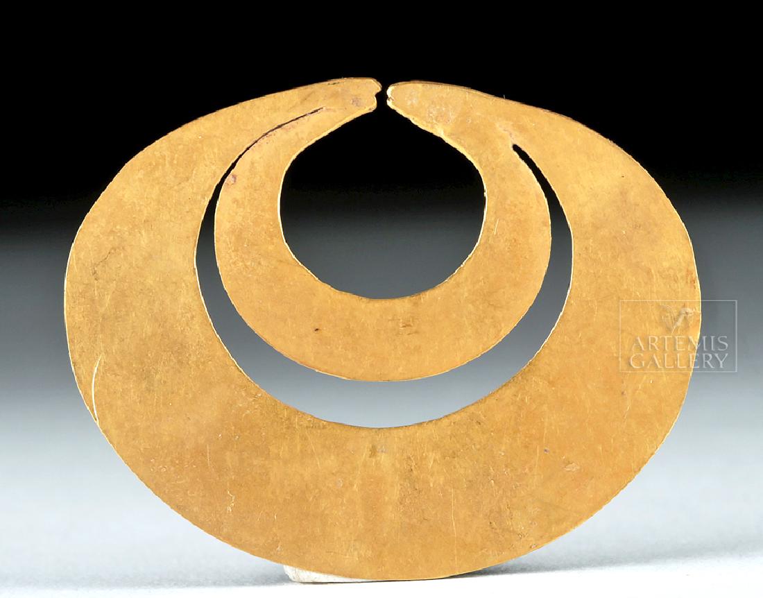 Moche 18K Gold Nose Ring, Double Crescent Form - 2.4 g (1 of 3)