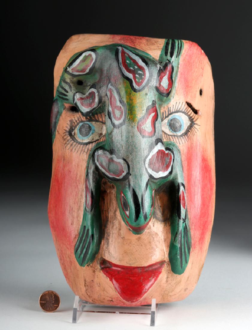 Mid-20th C. Guatemalan Wooden Painted Mask w/ Lizard (1 of 4)