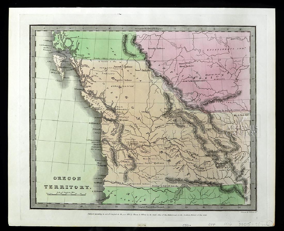 Illman & Pilbrow Map of Oregon Territory, 1833 (1 of 4)