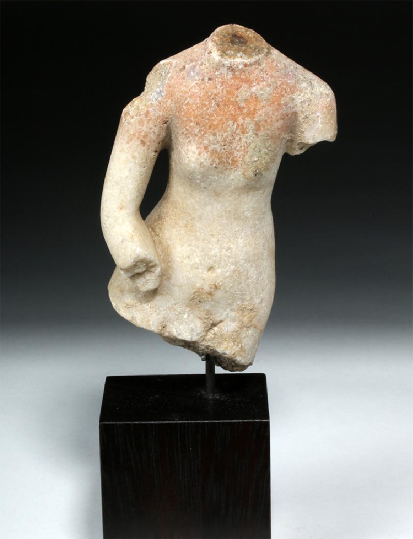 Roman Marble Nude Torso of Venus (Aphrodite): **Originally Listed At $3000** Roman, Imperial Period, ca. 1st to 3rd century CE. An exquisitely carved marble sculpture of a woman's youthful body, representing the goddess Venus (Aphrodite). The bod
