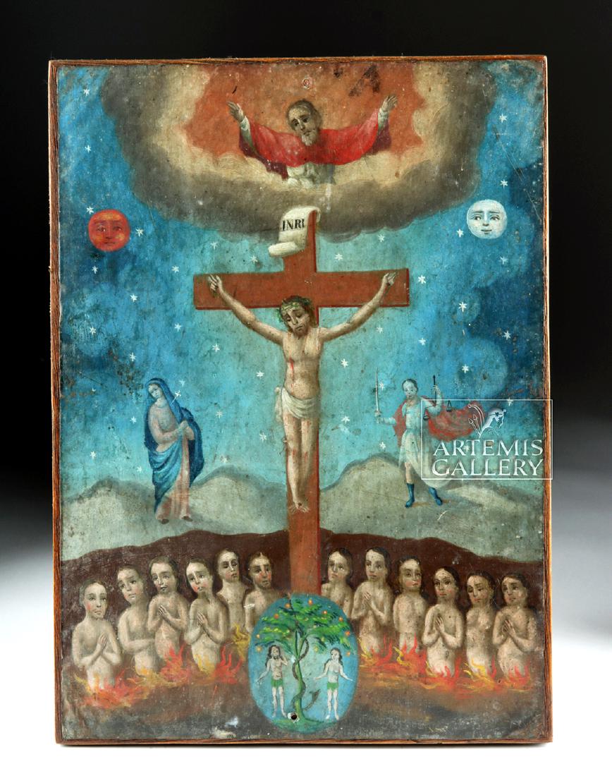 19th C. Mexican Tin Retablo - Las Animas Solas (1 of 5)