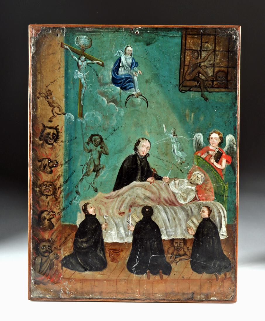19th C. Mexican Retablo - Saint Camillus de Lellis (1 of 6)