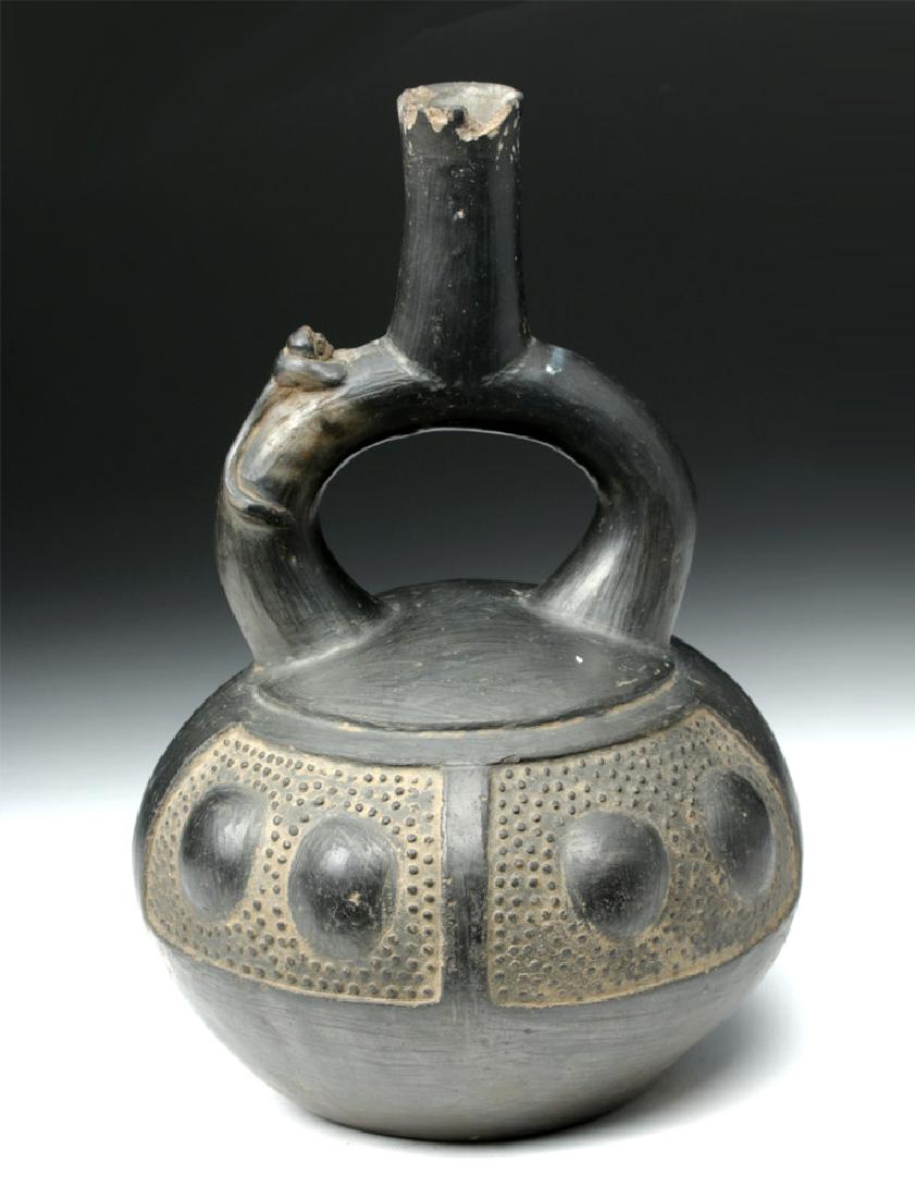 Chimu Blackware Stirrup Vessel - Monkey & Seeds (1 of 7)