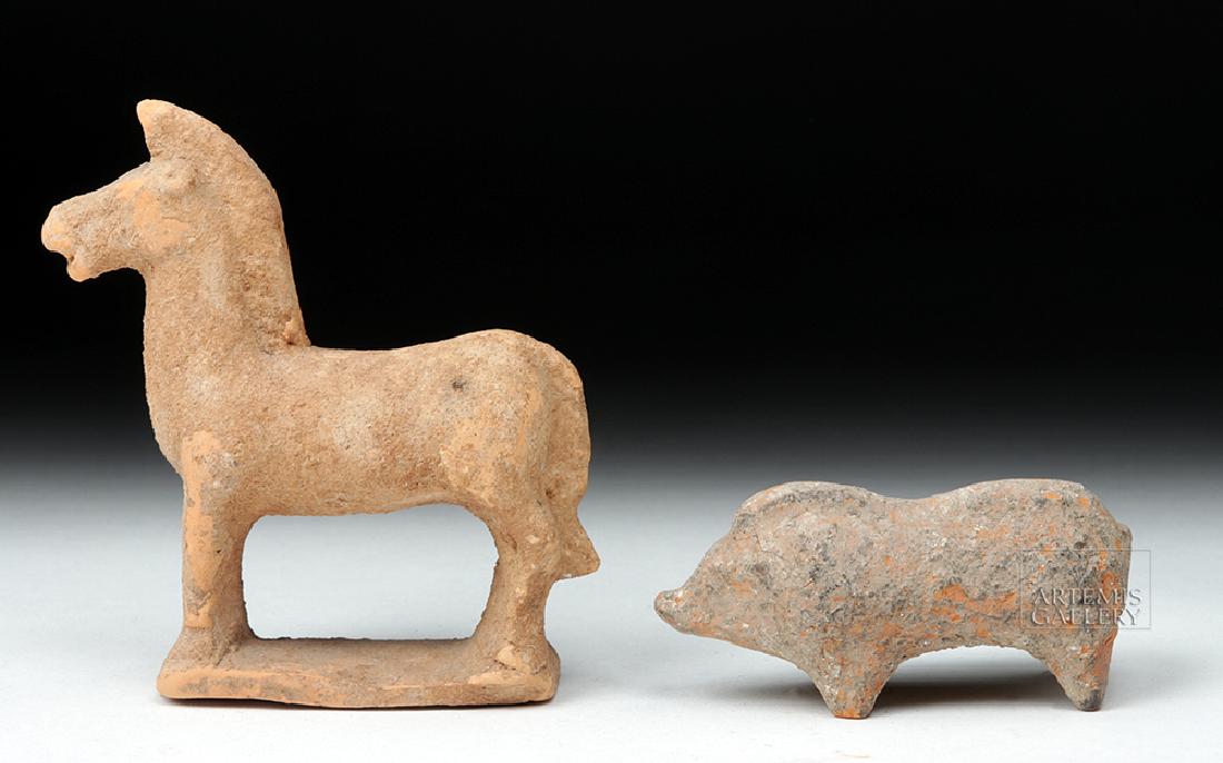 Pair Roman Redware Zoomorphic Votives - Horse + Pig (1 of 7)