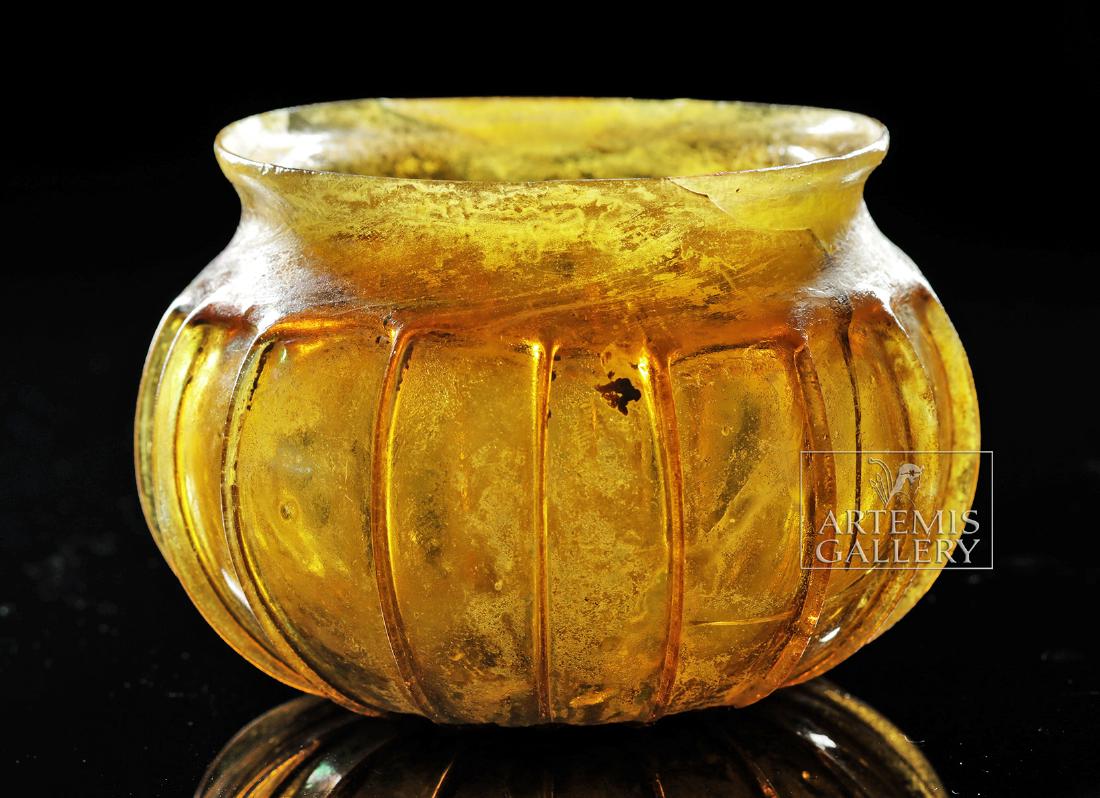 Roman Glass Bowl w/ Ribs - Beautiful Amber Color (1 of 6)
