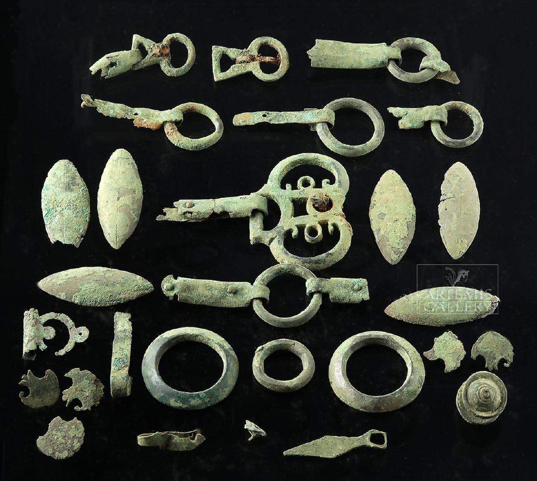 Lot of 28 Roman Bronze Belt / Harness Components (1 of 3)