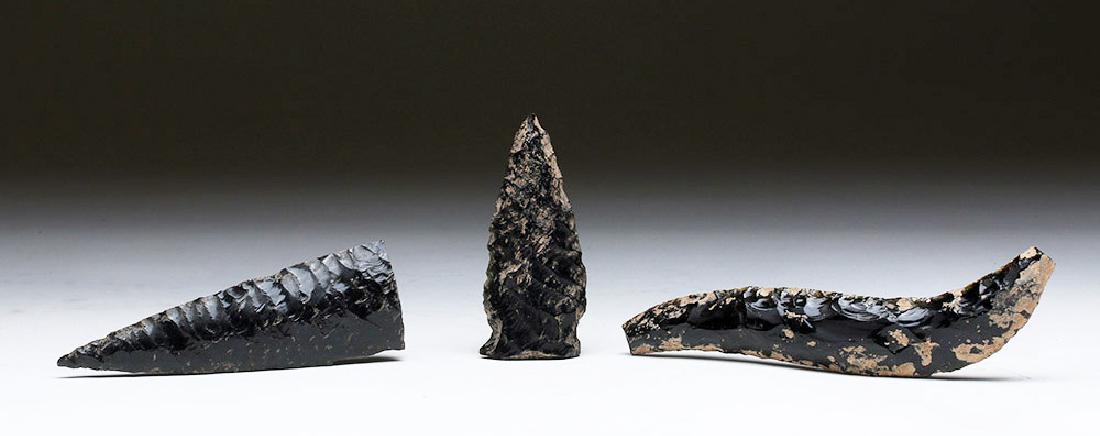 Lot of 3 Pre-Columbian Obsidian Lithics (1 of 5)