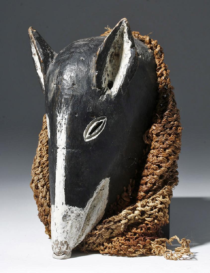 20th C. Chokwe Wood Pig Dance Mask w/ Netting (1 of 7)
