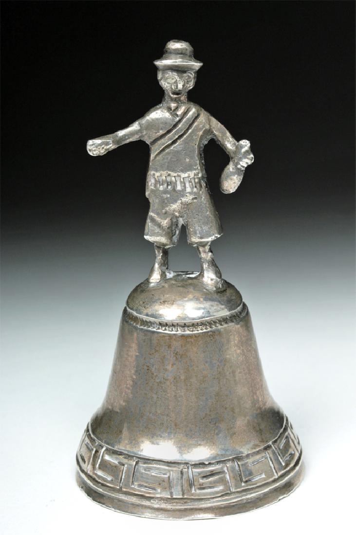 19th C. Bolivian Sterling Silver Bell w/ Figural (1 of 7)