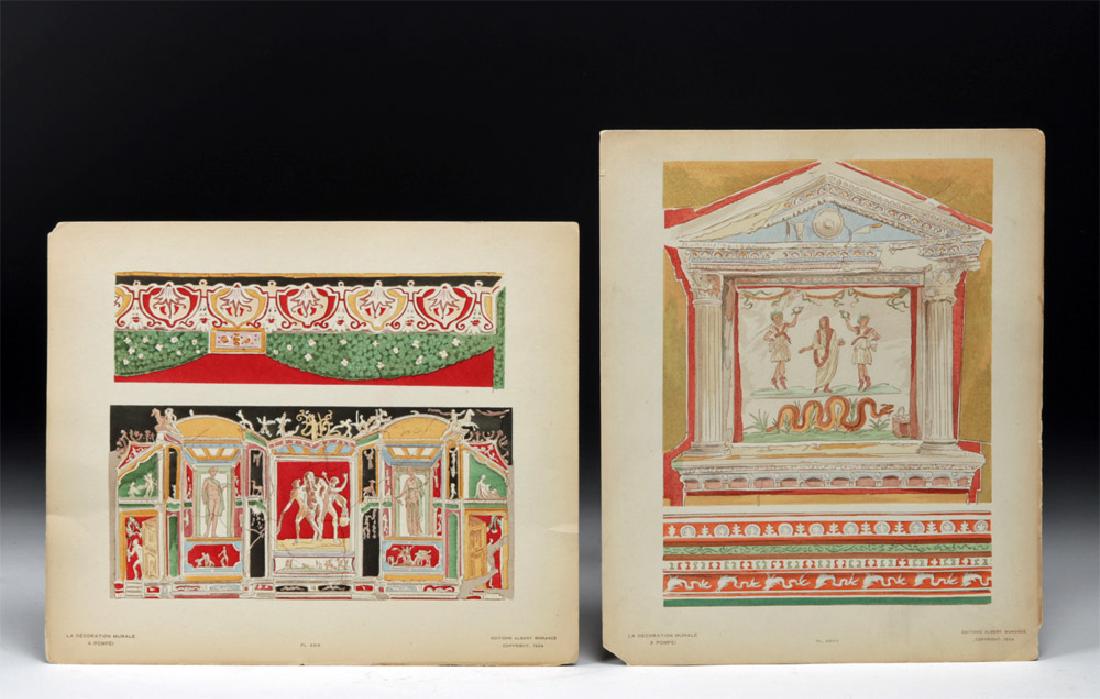 Early 20th C. Italian Hand Colored Plates of Pompeii (1 of 6)