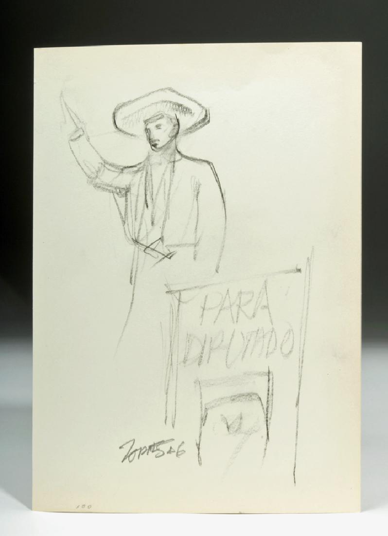 Signed Zornes 1946 "Sketch for Padua Hills Theatre" (1 of 5)