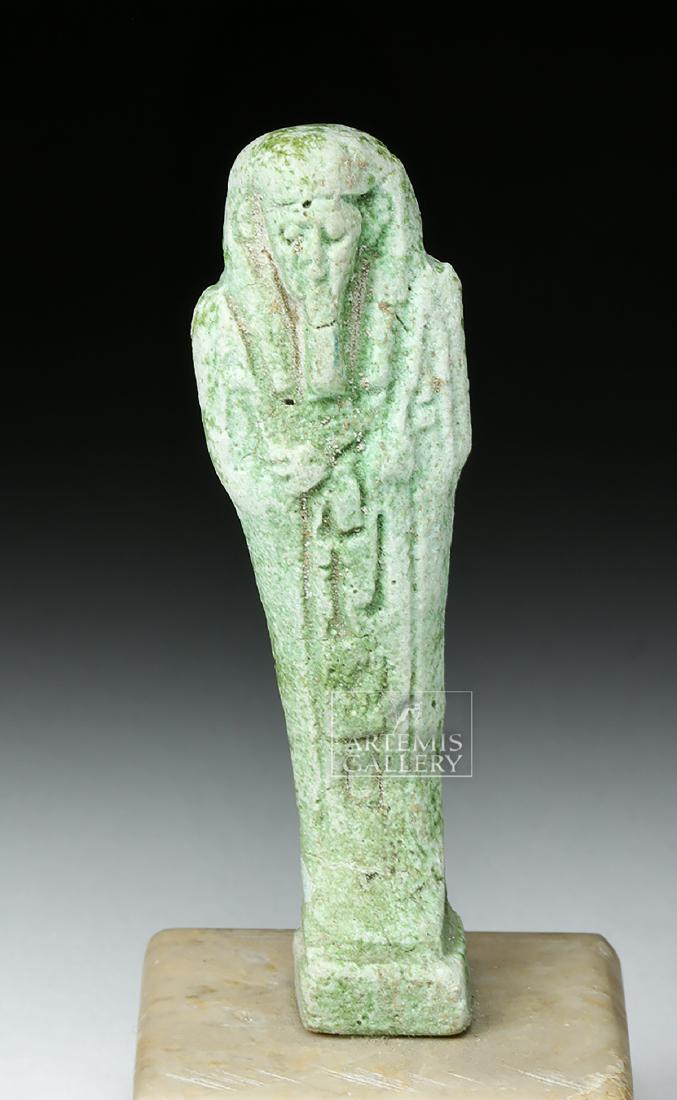 Egyptian Late Dynastic Period Green Faience Ushabti (1 of 5)