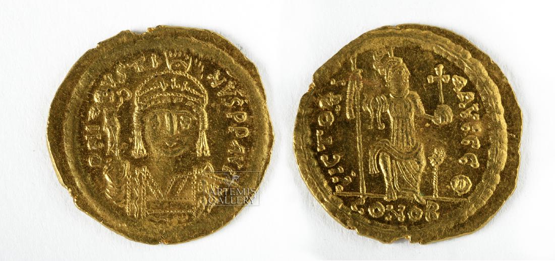 Byzantine Gold AU Solidus Emperor Justin II - 4.6 g (1 of 3)
