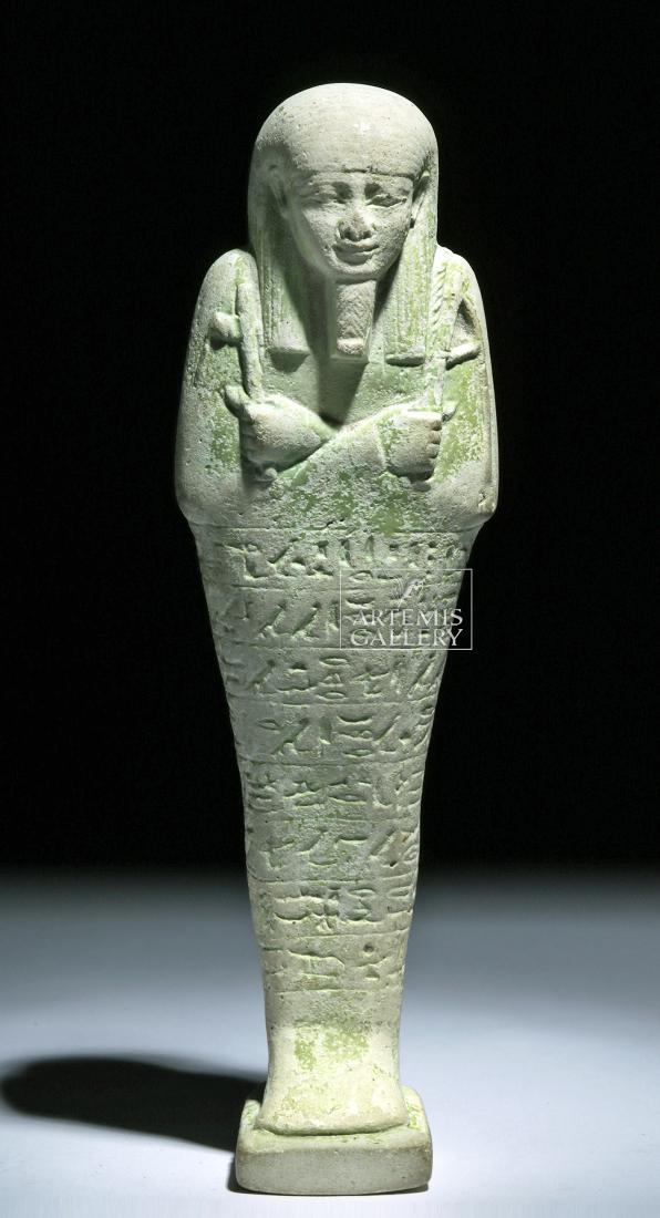 Tall Egyptian Late Dynastic Glazed Faience Ushabti (1 of 1)