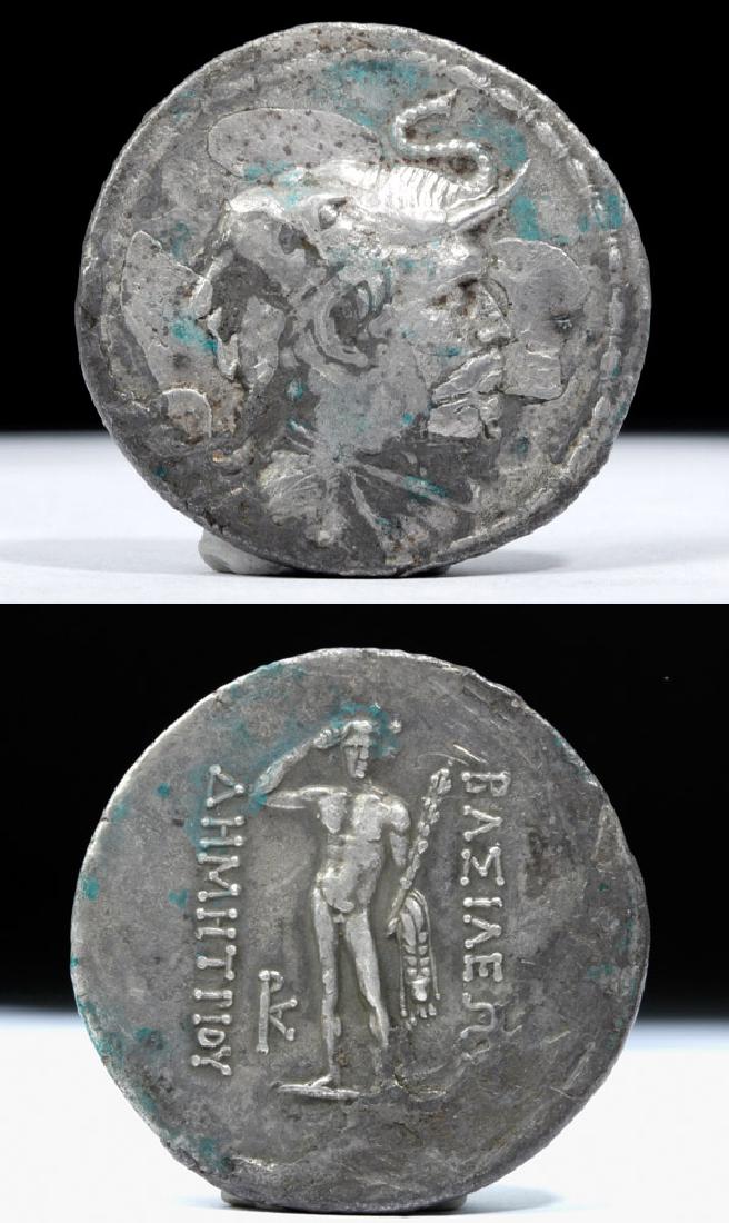 Bactrian Kingdom Demetrius I Silver AR Tetradrachm (1 of 3)