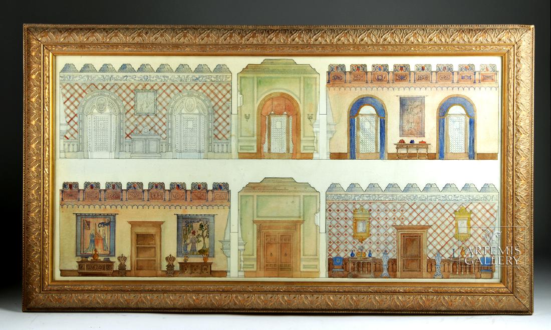 1920s American Watercolor - Arts & Crafts Interior (1 of 7)