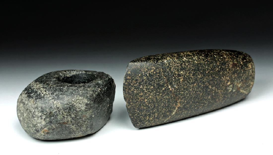 Pair Bronze Age European Stone Weapons - Mace & Axe (1 of 6)