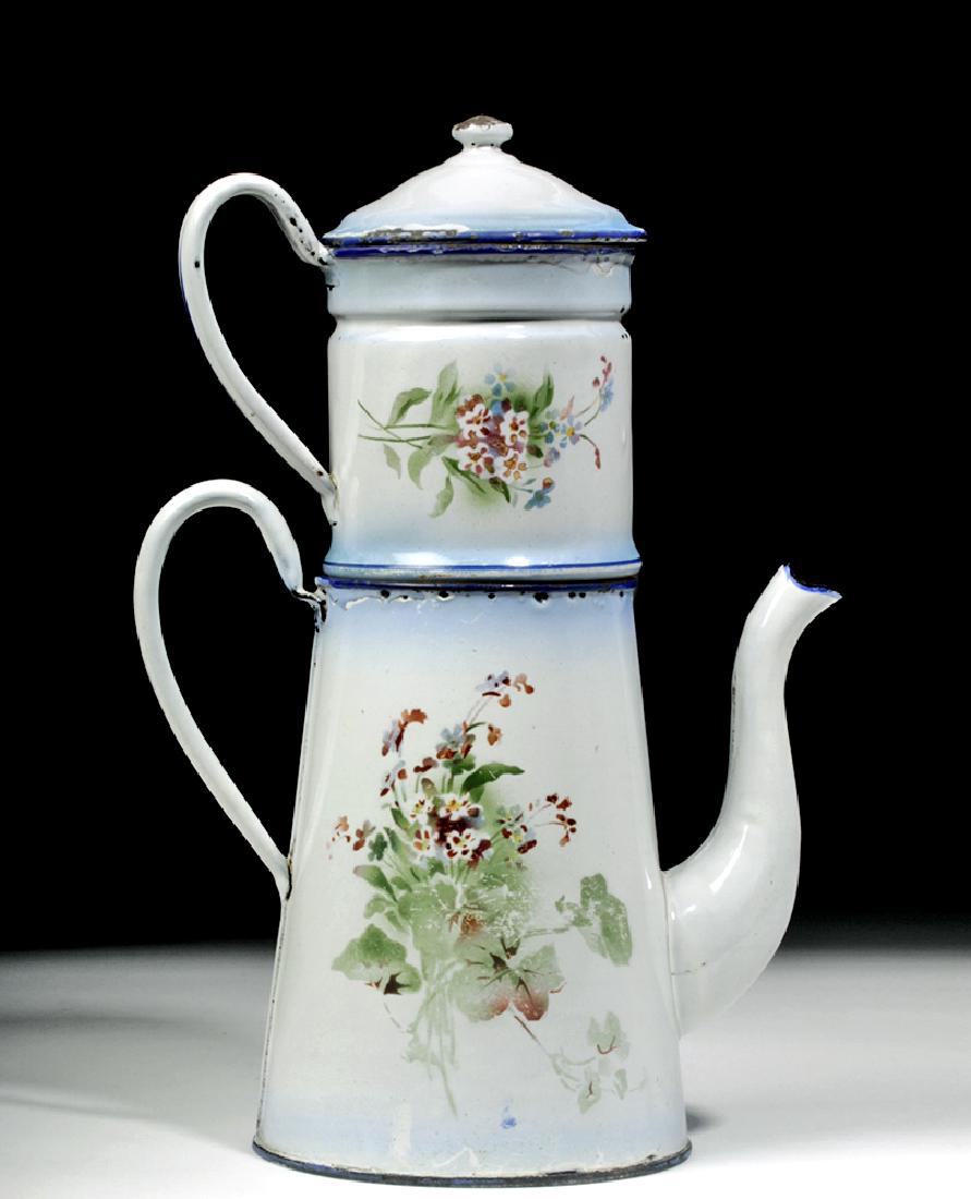 Tall French Enamelware Coffee Biggin, Flower Bouquets (1 of 5)
