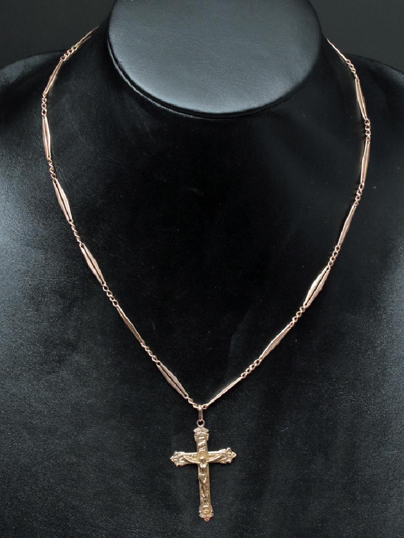 Early 20th C. European 12K Rose Gold Necklace / Cross (1 of 4)