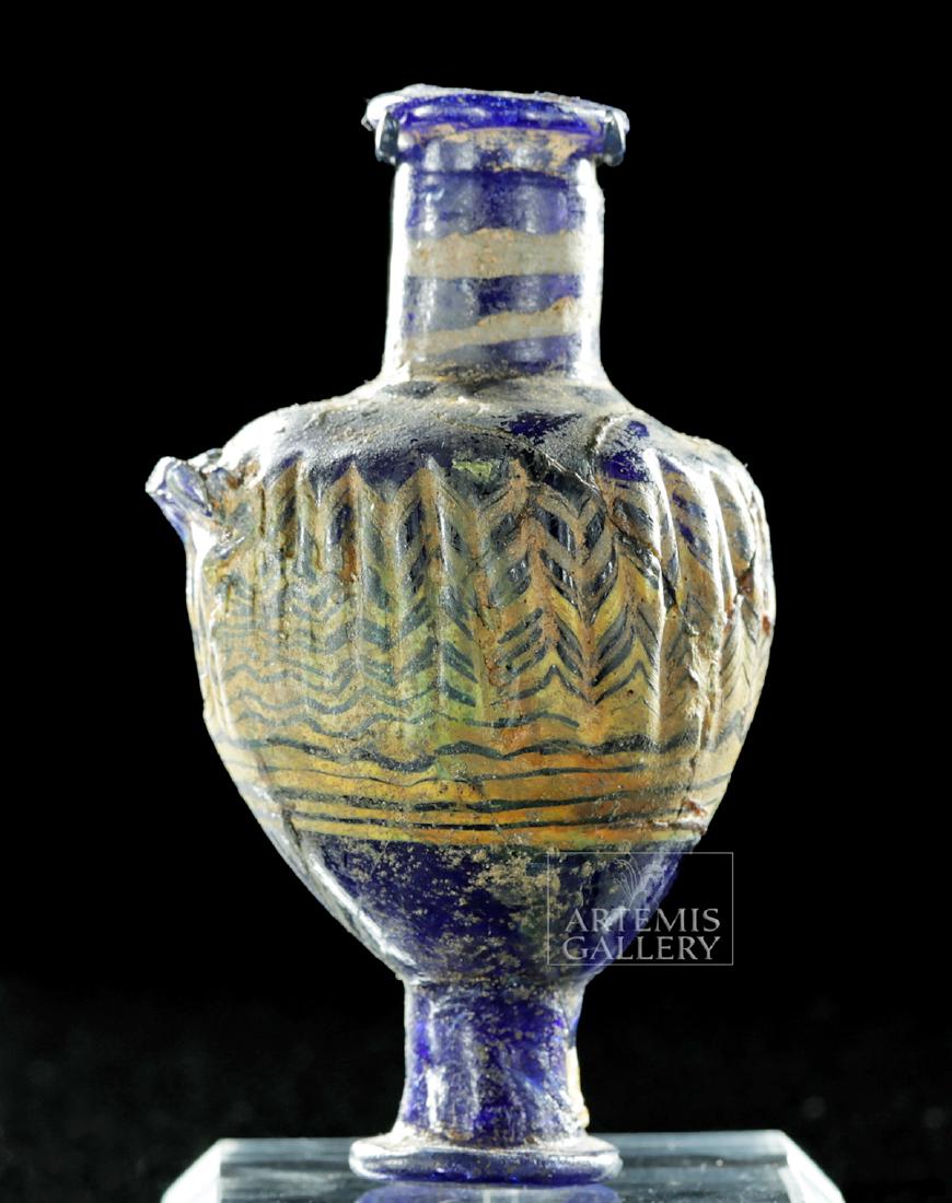 Greek Core Formed Blue Glass Amphoriskos (1 of 3)