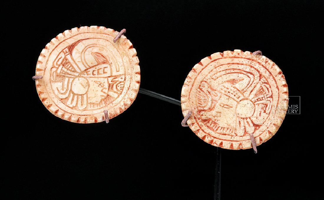 Mixtec Shell Ear Spool Fronts - Heads of Lords (pr) (1 of 6)