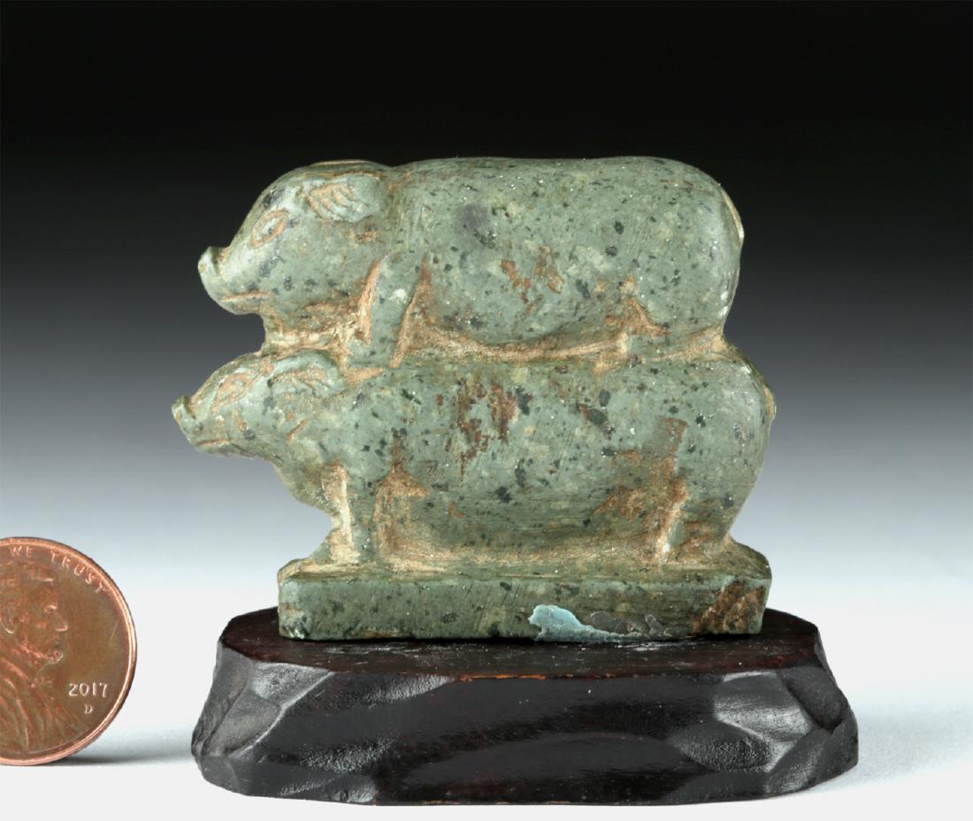 Rare Roman Greenstone Votive - Stacked Pigs (1 of 4)