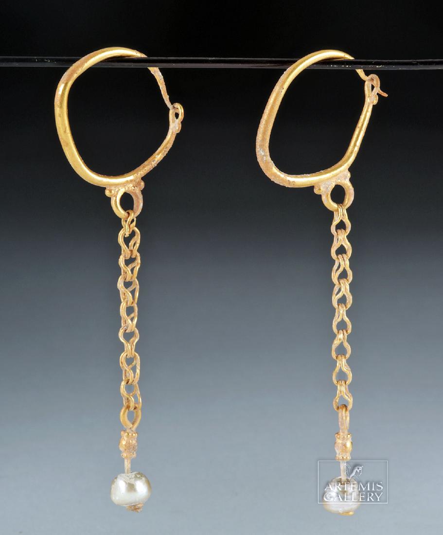 Roman 18K Gold and Pearl Earrings - 7 grams (1 of 3)