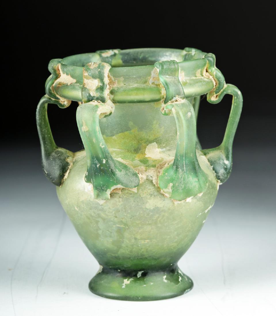 Stunning Roman Glass Footed Jar w/ Trail Handles (1 of 5)