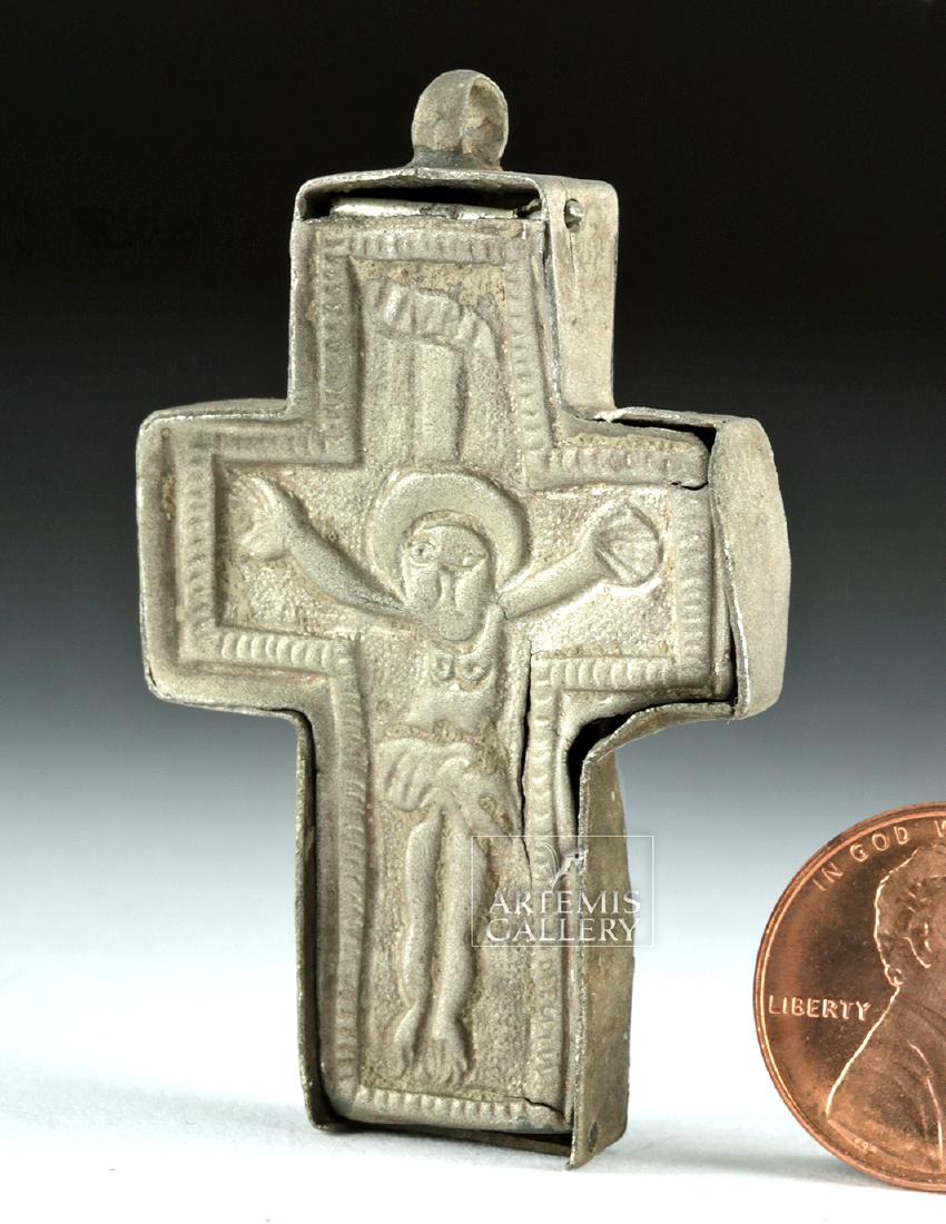 Late Byzantine Silvered Bronze Reliquary Cross (1 of 4)