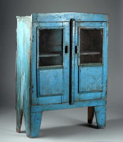 19th C Mexican Painted Wood Hutch Cabinet