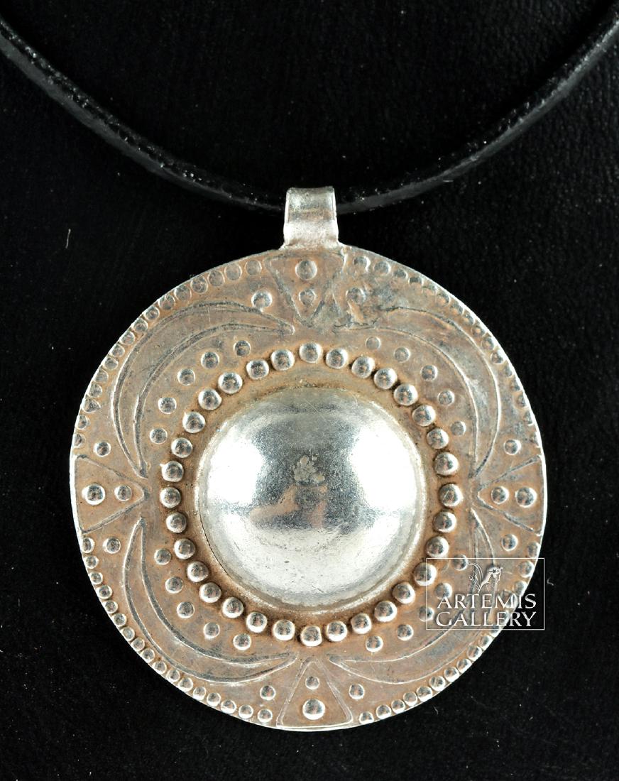 European Celto-Saxon Silver Circular Stamped Pendant (1 of 4)