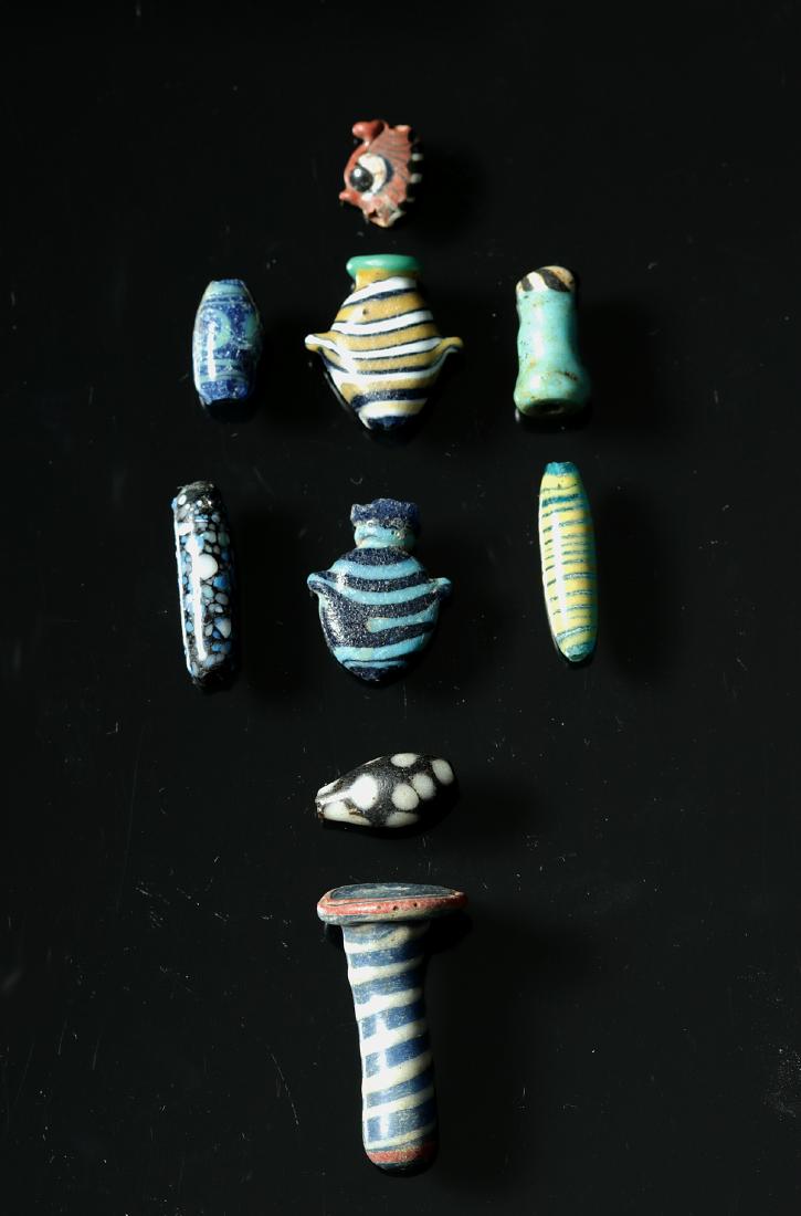 Lot of 9 Egyptian Glass Beads & Ear Studs (1 of 2)