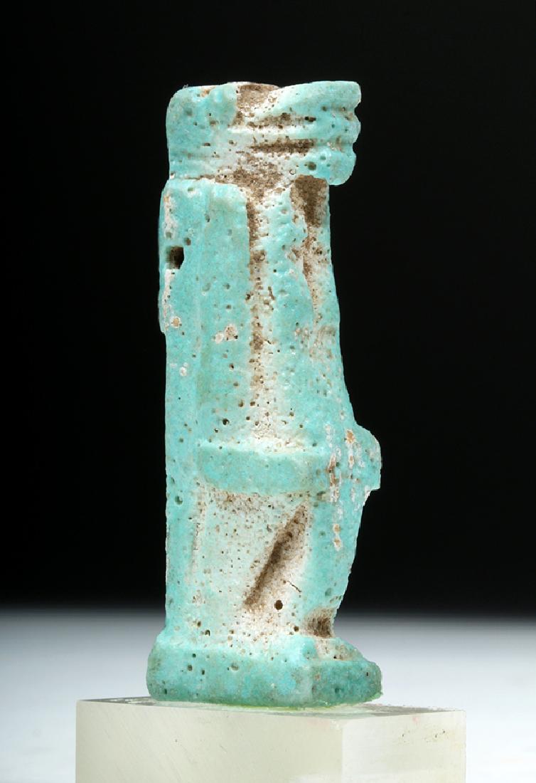 Egyptian Faience Tawaret Amulet: **Originally Listed At $150** Egypt, Late Dynastic Period, 26th Dynasty, ca. 664 to 525 BCE. A seafoam-green faience amulet of Tawaret, the ancient Egyptian goddess of child birthing and protector of