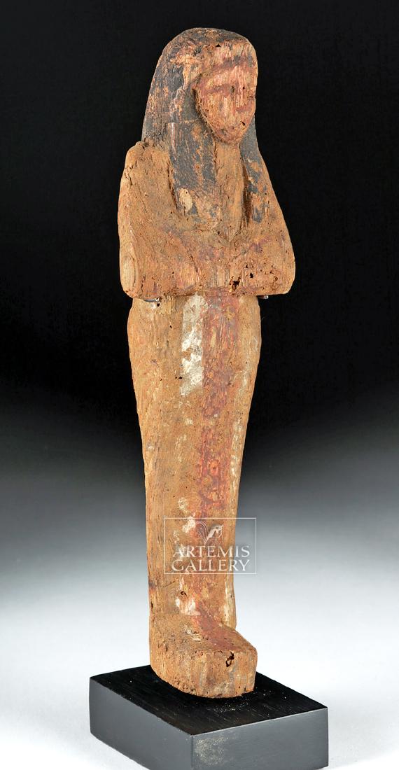 Egyptian New Kingdom Wooden Painted Ushabti (1 of 4)