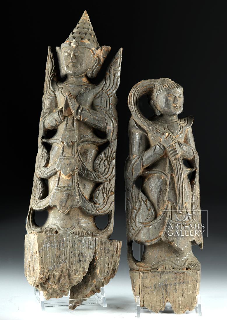 19th C. Thai Wood Figures - Buddha, Bodhisattva (1 of 4)