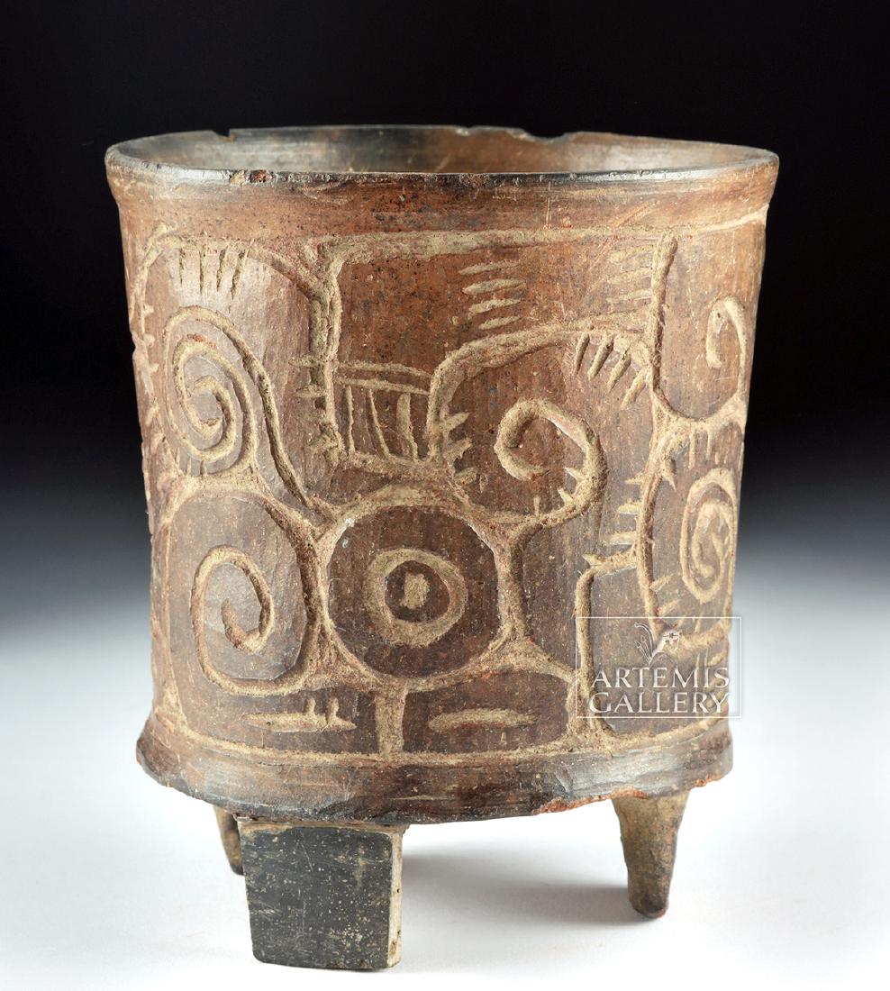 Teotihuacan Incised Brownware Footed Cylinder (1 of 6)