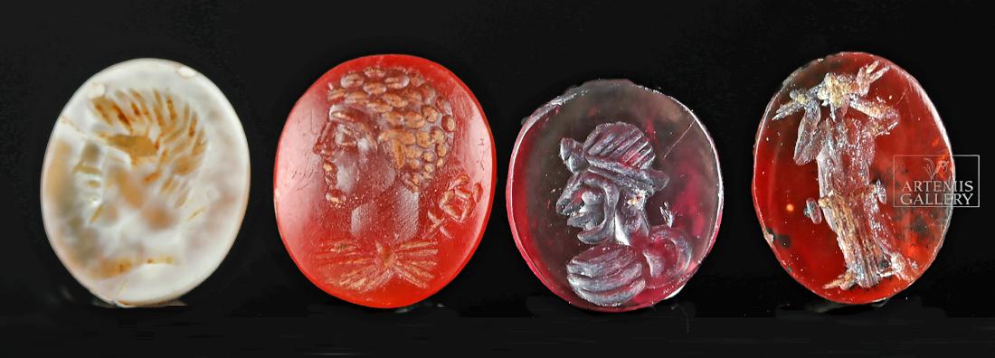 Four Roman Small Stone Intaglio Cabochons (1 of 3)