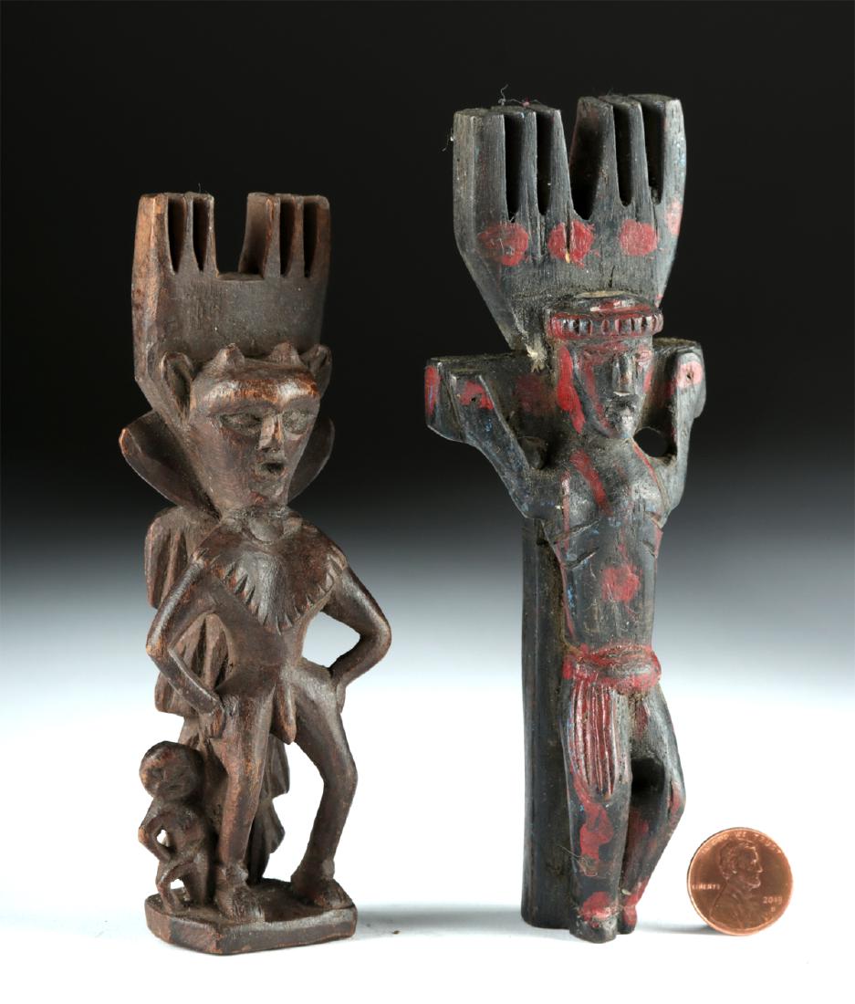 20th C. Guatemalan Wood Slingshots - Jesus & Devil (1 of 4)