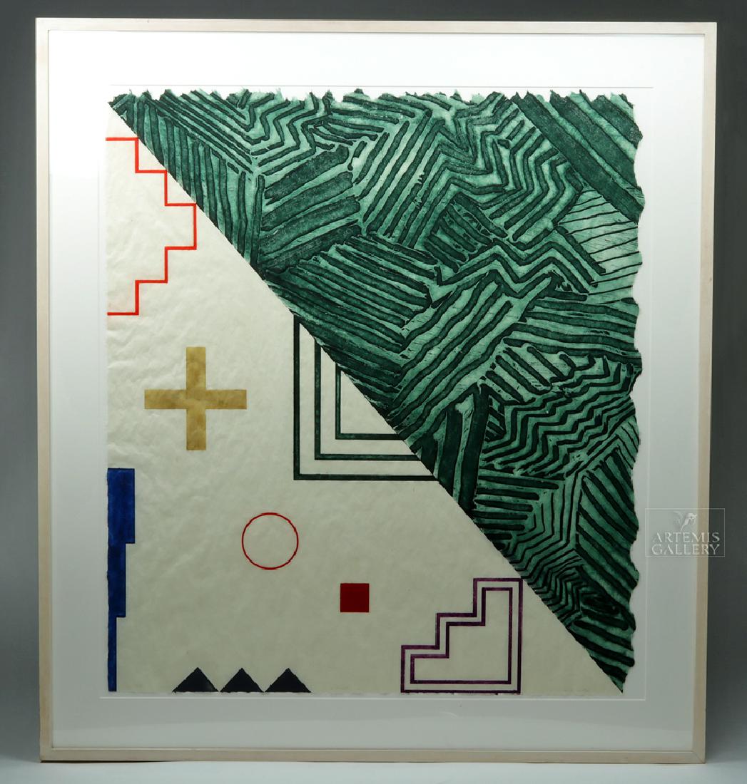 D. Shapiro Etching - "Birnham Wood VI" - 1981: David Shapiro (American, 1944-2014), colored etching from Birnham Wood series, number 29 in edition of 30, 1981 CE. Dated, numbered, and signed by the artist in pencil on the lower edge. A striking wo