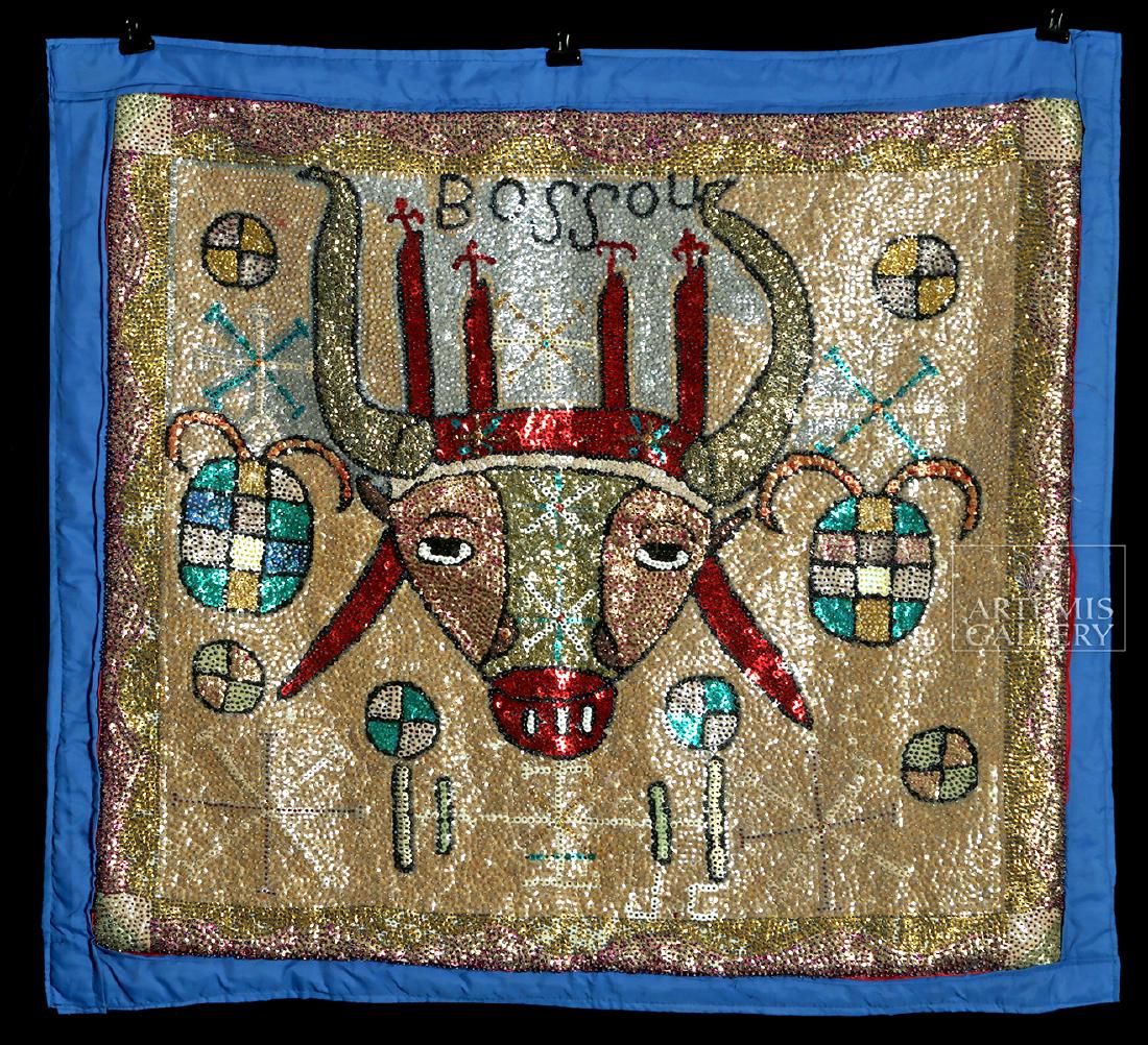 20th C. Haitian Sequined Voodoo Flag - Loa Bossou (1 of 3)