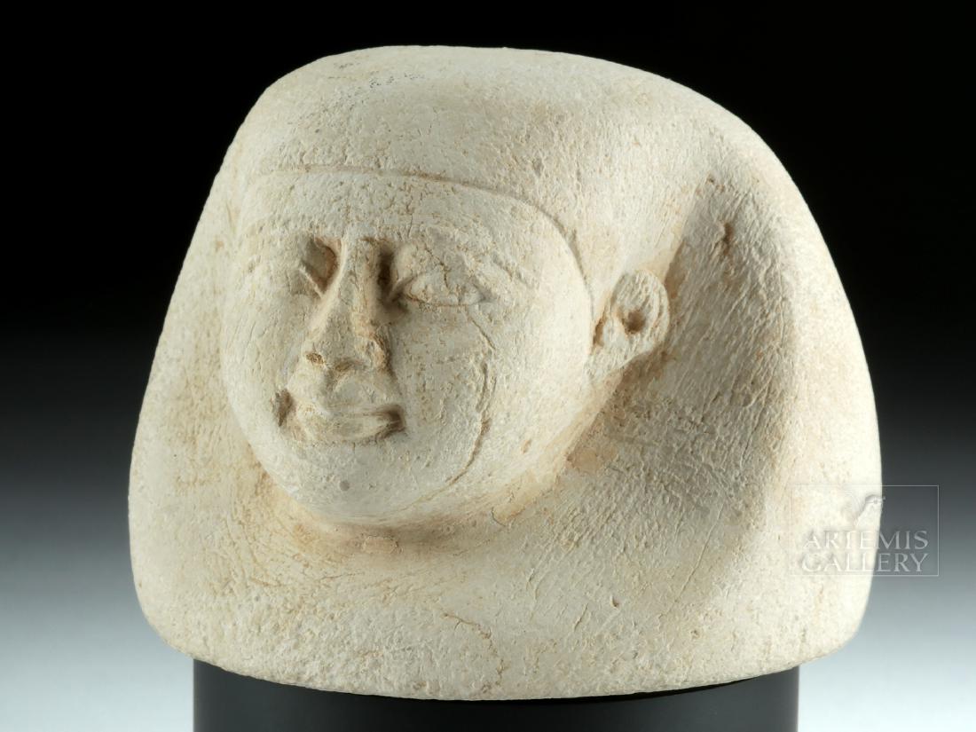 Egyptian Limestone Canopic Jar Lid - Imsety (1 of 4)