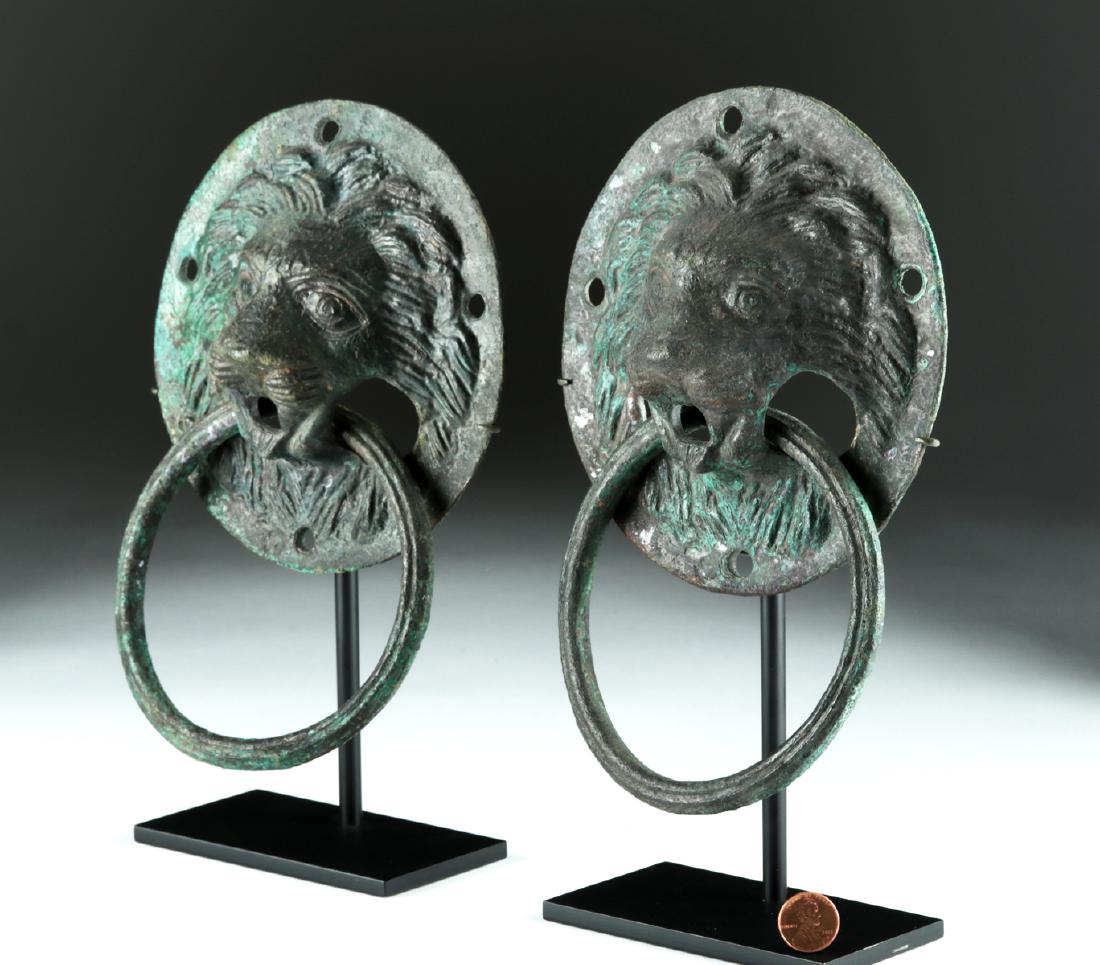 Matched Pair of Roman Copper Lion-Headed Handles (1 of 4)