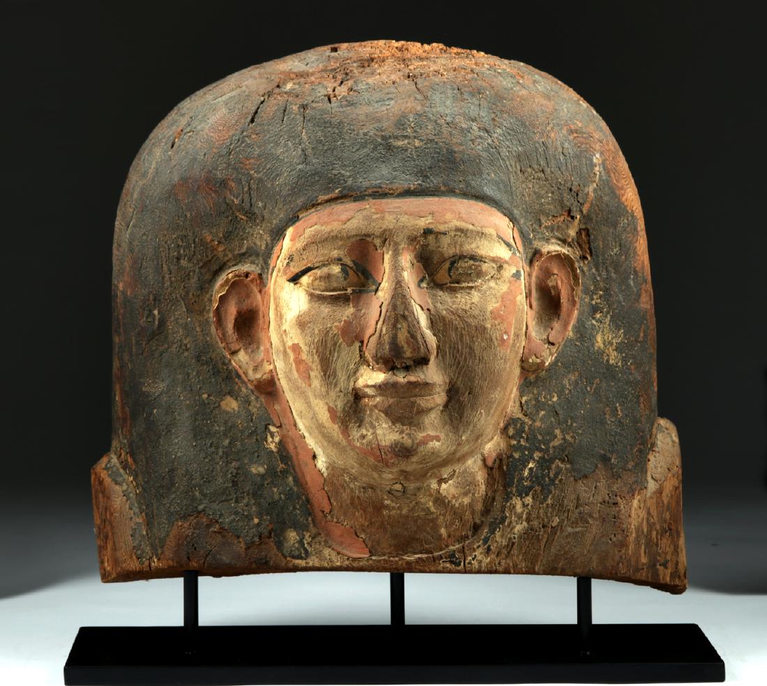 Egyptian Wooden Sarcophagus Head Fragment (1 of 4)