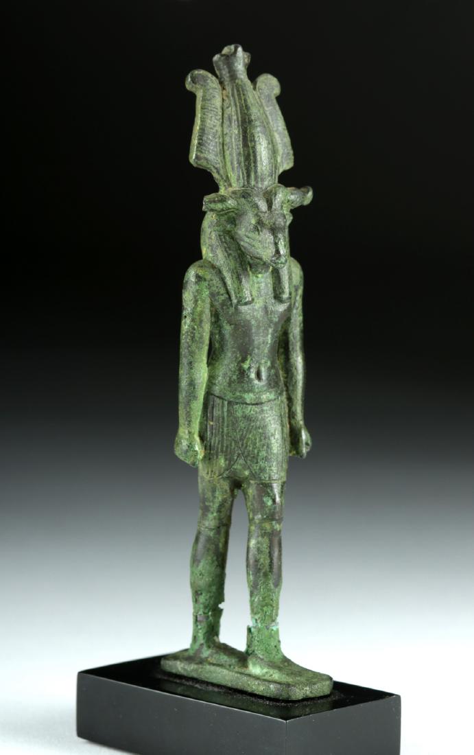 Egyptian Late Dynastic Bronze Striding Figure - Khnum (1 of 4)