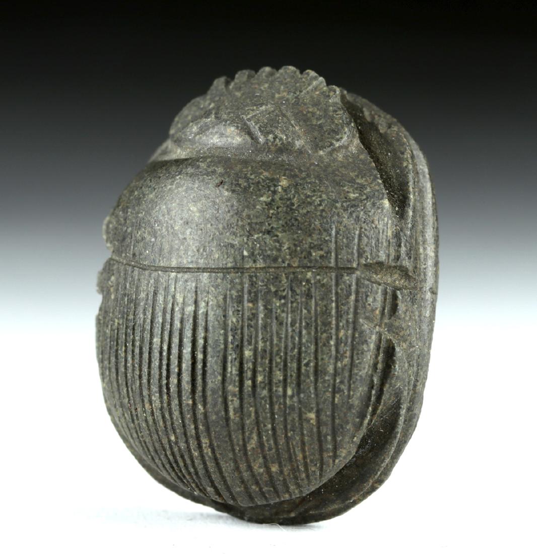 Egyptian Saite Period Greywacke Heart Scarab (1 of 5)