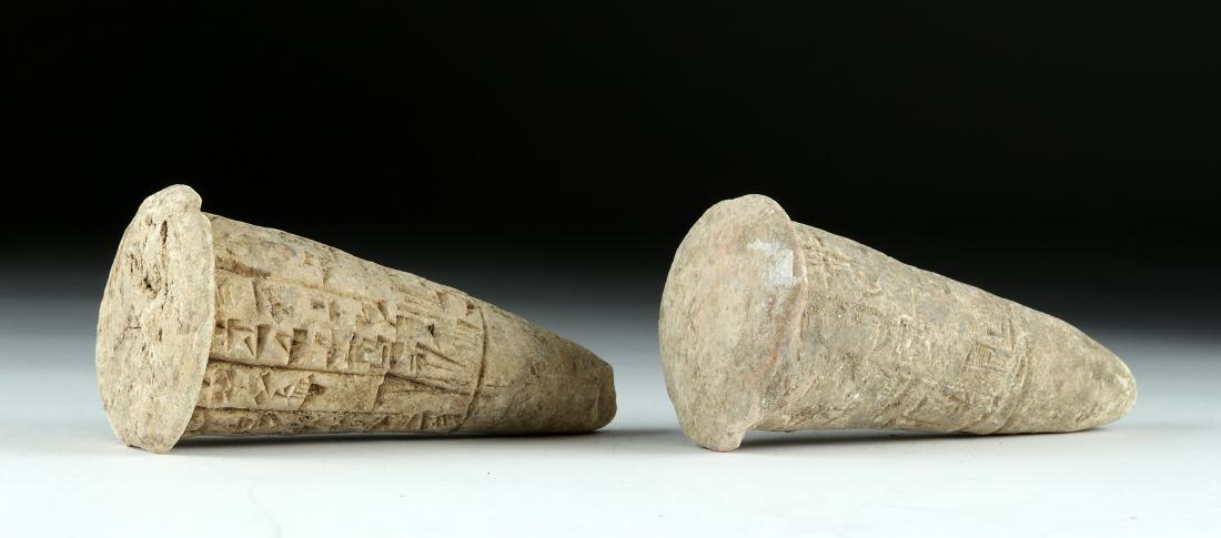 Lot of 2 Translated Mesopotamian Clay Foundation Cones (1 of 4)