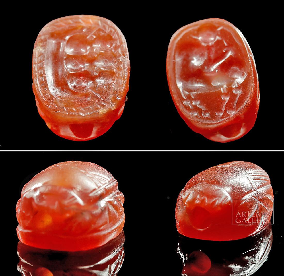 Lot of 2 Etruscan Red Carnelian Scarabs, ex-Christie's (1 of 5)