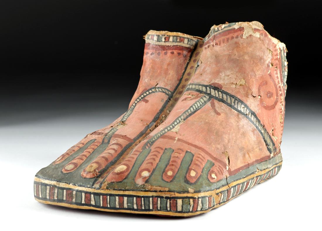 Egyptian Polychrome Gesso Sarcophagus Foot Covering (1 of 5)