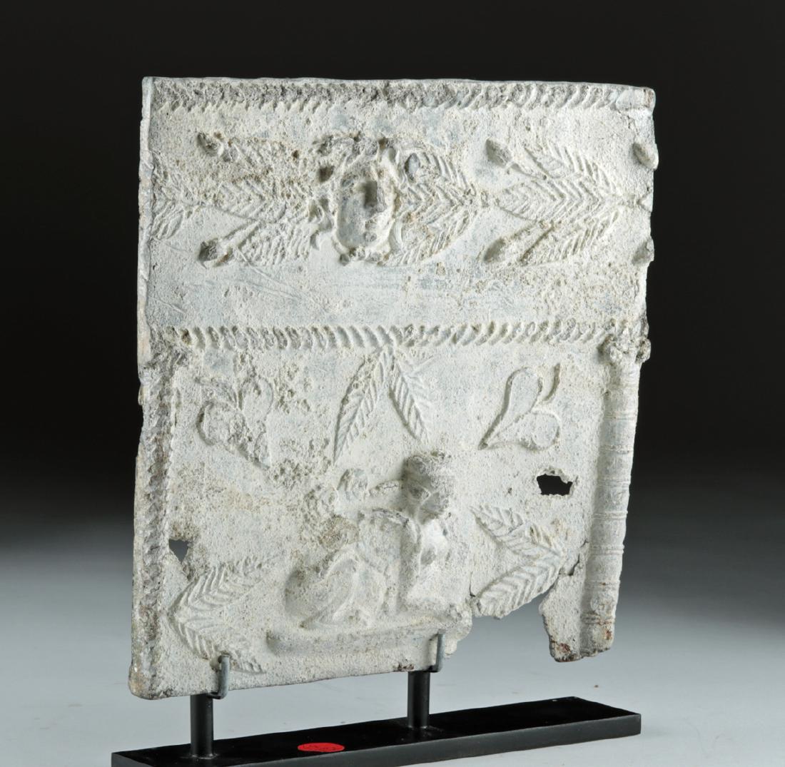 Roman Lead Sarcophagus Panel - Minerva & Sphinx (1 of 4)